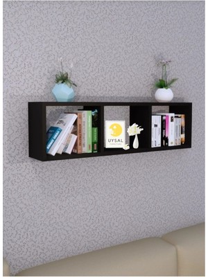 Uysal Furniture Yatay Raf ,dekoratif  Raf Kitaplık Siyah