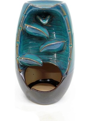 Epilons Seramik Yaprak Desen Geri Akışlı Tütsülük Turkuaz