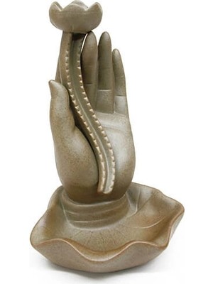 Epilons Seramik Lotus Çiçeği Tutan El Geri Akışlı Tütsülük