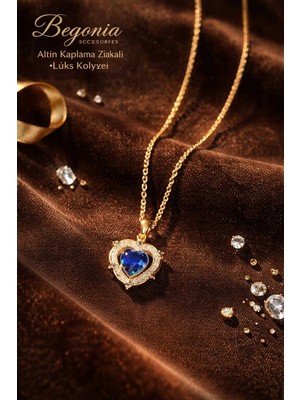 Begonia Accessories Ithal Çelik Altın Kaplama Kolye Zincir Set Figürlü Zirkon Taşlı Paslanmaz Kararmaz Unisex 45CM+5CM Boy - 33