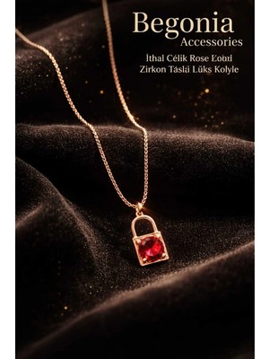 Begonia Accessories Ithal Çelik Rose Gold Kolye Zincir Set Figürlü Zirkon Taşlı Paslanmaz Kararmaz Unisex 45CM+5CM Boy - 2