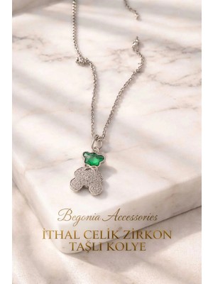 Begonia Accessories Ithal Çelik Gümüş Kaplama Kolye Zincir Set Figürlü Zirkon Taşlı Paslanmaz Kararmaz Unisex 45CM+5CM Boy - 19