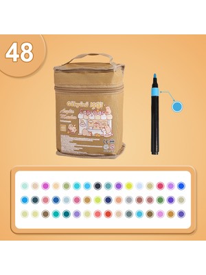 Gökyüzü Işığı Çok Renkli Akrilik Marker Boya Kalem Seti - Çantalı