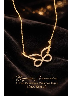 Begonia Accessories Ithal Çelik Altın Kaplama Kolye Zincir Set Figürlü Zirkon Taşlı Paslanmaz Kararmaz Unisex 45CM+5CM Boy - 24