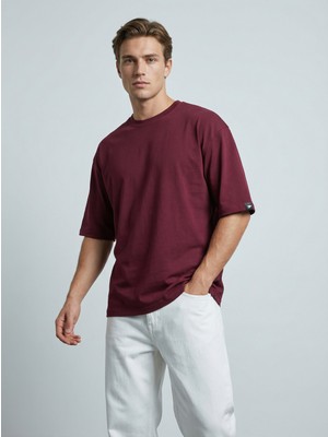 Sparrow Unisex Oversize Fit %100 Pamuk Tok Kumaş Bisiklet Yaka Basic Tişört