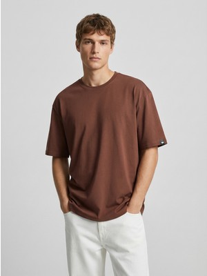 Sparrow Unisex Oversize Fit %100 Pamuk Tok Kumaş Bisiklet Yaka Basic Tişört