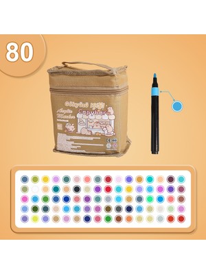 Gökyüzü Işığı Çok Renkli Akrilik Marker Boya Kalem Seti - Çantalı