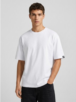 Sparrow Unisex Oversize Fit %100 Pamuk Tok Kumaş Bisiklet Yaka Basic Tişört