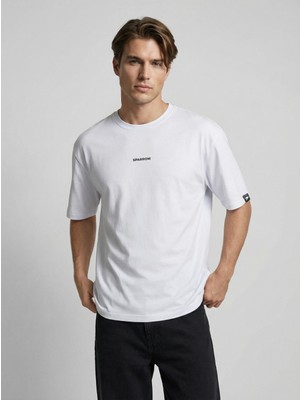 Sparrow Erkek Oversize %100 Pamuk Bisiklet Yaka Baskılı Basic Tişört