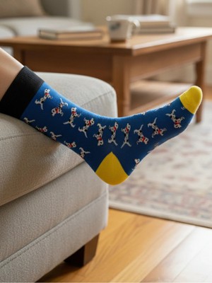 Aksu Çorap French Mini Bulldog Desenli Renkli Soket Çorap