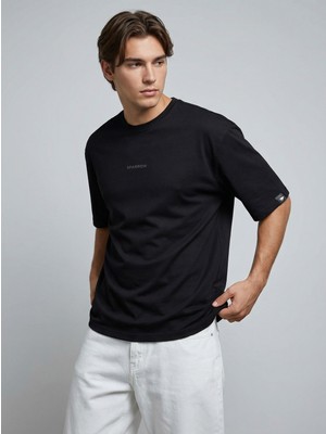 Sparrow Erkek Oversize %100 Pamuk Bisiklet Yaka Baskılı Basic Tişört