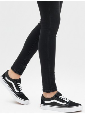 Homiro Bağcıklı Unisex Spor Sneaker - Siyah Beyaz