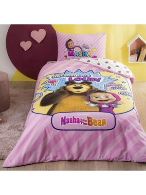 Hype Store Masha & The Bear Super Cute Renkli Klişe Pamuk Nevresim Takımı, Çok Renkli, Küçük Tek Kişilik
