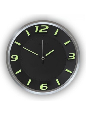 Premium Serisi 25 cm Klasik Duvar Saati Fosforlu Özellikli Gri-Siyah Renk Gri - Siyah