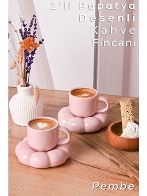 Arvale Papatya Tasarımlı Kahve Fincanı 95 ml - Modern ve Şık Sunum | 2 Adet