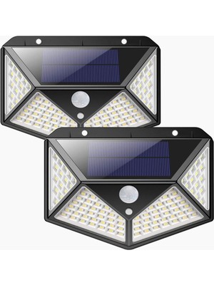 Güneş Enerjili Lamba LED Sokak Dış Ortam Solar Bahçe Aydınlatması Su Geçirmez Sensörlü (100 Led)