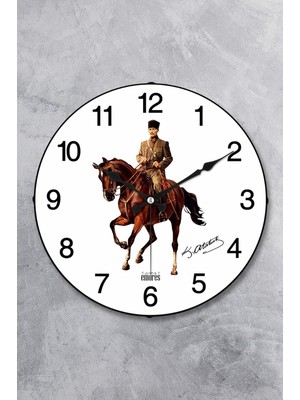 Atatürk Duvar Saati Akar Saniye Sessiz Mekanizma 36 cm