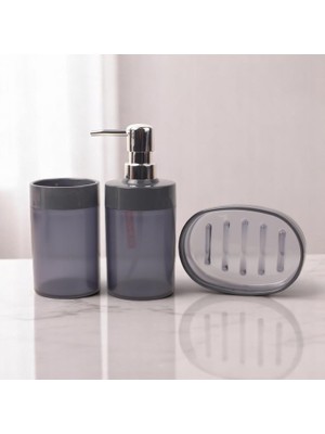 Akrilik 3'lü Banyo ve Lavabo Seti - Diş Fırçalık, Sıvı Sabunluk ve Katı Sabunluk - Şık, Dayanıklı, M