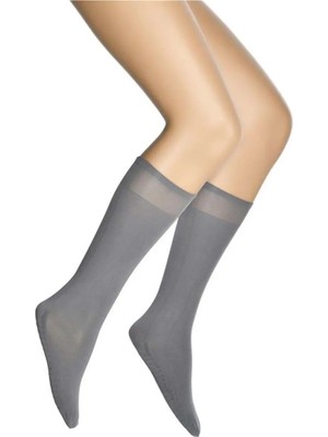 Dore Orijinal Kadın 2 Çift Premium Masaj Çorabı Diz Altı Süper Esnek Çorap - Gri