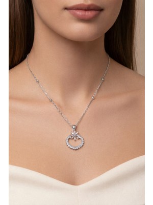 Nkie Jewels Gümüş Renk Baget Yuvarlak Model Top Zincir Çelik Kolye - 3865