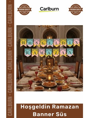 Carlburn #ramazan Ay Süs Dekorasyon Ev Ofis Iftar Asım Ramazan Renkli Banner Süs - Hoşgeldin Ramazan