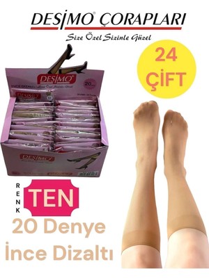 UZN Socks 24'lü Kadın 57 Ten Rengi Mat Ince Dizaltı Pantalon Çorabı