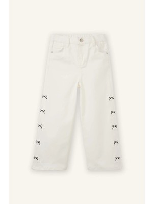 DeFacto Wide Leg Fiyonk Nakışlı Gabardin Pantolon Kız Bebek G8150A526SP