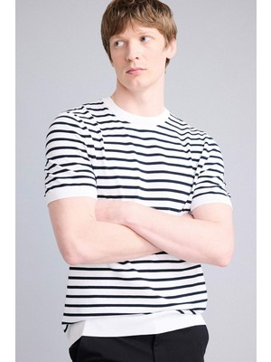 DeFacto Bisiklet Yaka Çizgili Triko Tişört E3252AX26SP