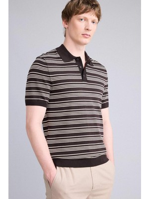 DeFacto Standart Fit Polo Yaka Çizgili Kısa Kollu Polo Tişört H0770AX26SP