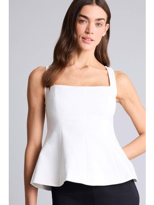 DeFacto Fitted Kare Yaka Krep Askılı Bluz H1571AX26SP