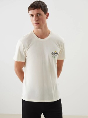 Lc Waikiki Yeni Sezon Bisiklet Yaka Baskılı Penye Erkek Tişört