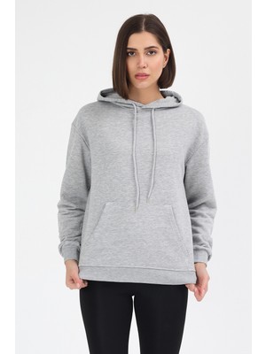 Geco Kadın Basic Kapüşonlu Sweatshirt Şardonsuz Tüylenme Yapmaz