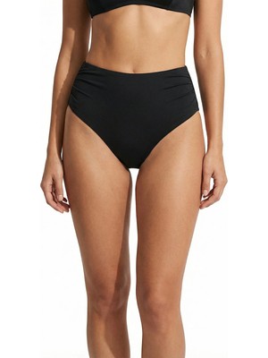 Penti Siyah High Büzgülü Bikini Altı