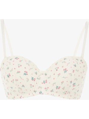 Penti Ekru Lotus Straplez Desenli Pointel Sütyen