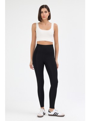 Geco Kadın Toparlayıcı Yüksek Bel Siyah Spor Tayt – Esnek & Fit