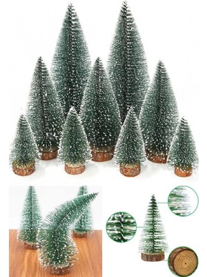 MiraLive 9 Adet Nevada Mini Çam Ağacı Uçlarına Kar Yağmış Karlı Yılbaşı Hediyesi  15-12-8  cm