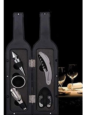 MiraLive 5 Parça Çelik Şişe Açacağı Seti Dekoratif Kılıf ile Şık Hediye Seti , Wine Opener Gift Set