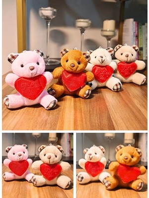 MiraLive 4 Adet Mini Lüx Ayıcık Kalpli Love Yazılı Hediyelik Ayıcık 11 cm x 9 cm