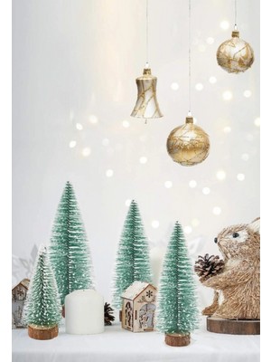 MiraLive 3 Lü Set Nevada Mini Çam Ağacı Uçlarına Kar Yağmış Karlı Yılbaşı Hediyesi  15 - 12 - 8  cm