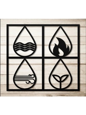 B2M Designs Dört Element Metal Duvar Dekoru