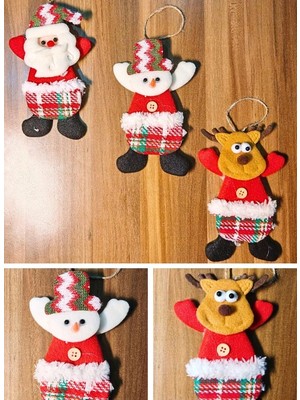 MiraLive 3 Adet Yılbaşı Çam Ağacı Süsü Peluş Tekstil Örme Orta Boy 17 cm x 11 cm