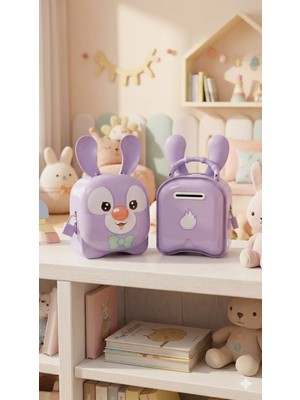 MiraLive 1 Adet Kilitli ve Anahtarlı Tavşan Kumbara - Çocuklar Için Eğlenceli Tasarruf Çantası Mavi