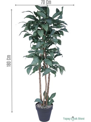 Yapay Çiçek Sitesi Dekoratif Saksıda 3 Gövdeli Yapay Çınar Ağacı Koyu Yeşil 180 cm
