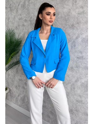 Gülseli Kadın Astarlı Crop Blazer Ceket P-00002595