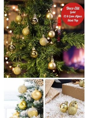 MiraLive 12’li Yılbaşı Çam Ağacı Süsü Seti – 4 cm Parlak & Simli Karışık Top Süsler Noel Çam Ağacı Süsü