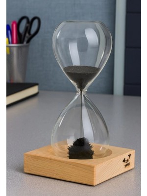 MiraLive Manyetik Kum Saati ve Kristal Cam Dünya Küre Ofis Hediye Seti Dekoratif Ofis Masa Üstü Hediyelik