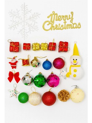MiraLive 25 Parça Büyük Boy Yılbaşı Ağacı Süs Seti – Renkli Noel Süsleri, Hediye Kutuları, Toplar ve Figürler
