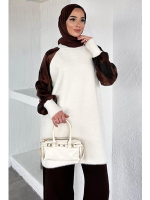 Julude Gülseli Kol Desenli Ipek Kübra Kumaş Tesettür Triko Tunik P-00020418