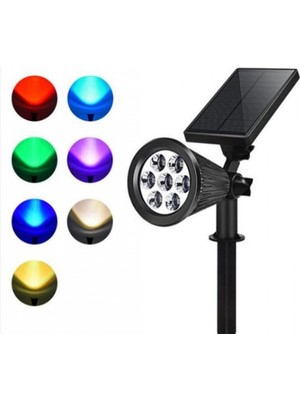 MiraLive Solar LED Bahçe Lambası 7 Ledli Rgb Işık – Güneş Enerjili Kazıklı & Duvar Montajlı Çim Lambası
