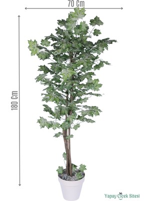 Yapay Çiçek Sitesi Dekoratif Saksıda 3 Gövdeli Yapay Çınar Ağacı Yeşil 180 cm